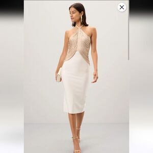 Herve Leger The Addison Dress Bandage White Beige Size M